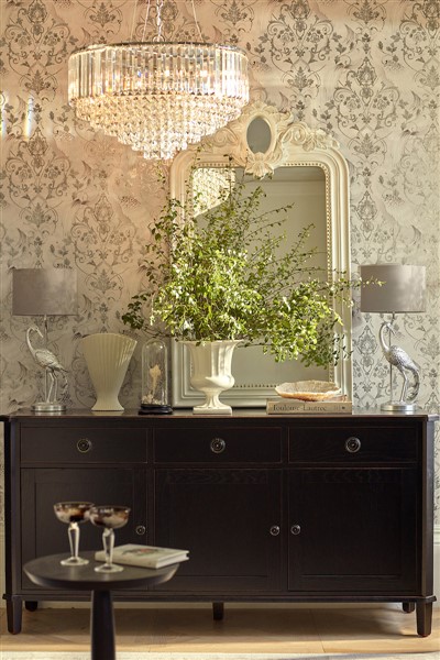 (image for) Laura Ashley Tregaron Heron Table Lamp Silver with Shade